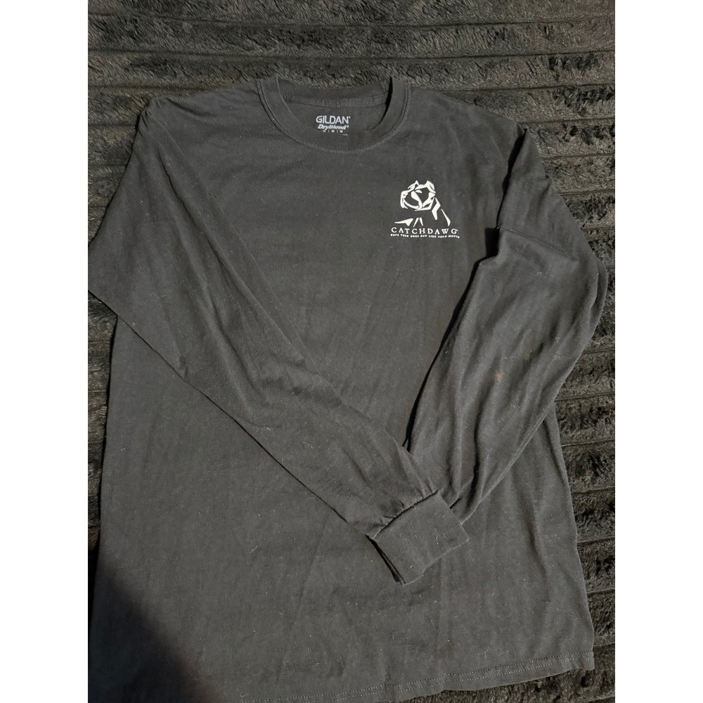 Catchdawg Mens Long Sleeve Graphic T-Shirt‎ Black Medium Hope Your Dogs Run Tee